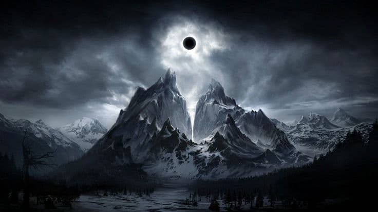An eclipse above the mountains of Nokhardia
